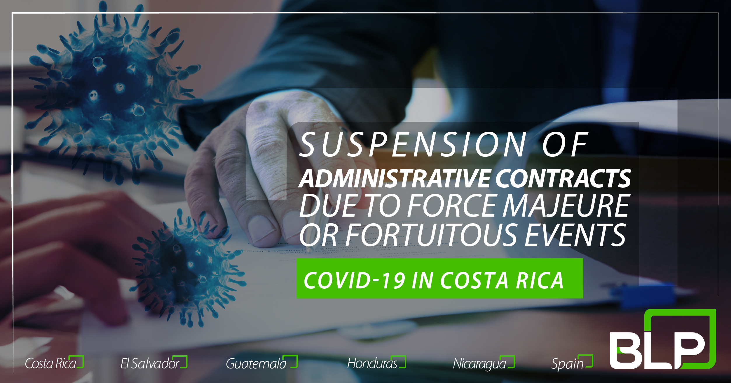 Suspension of Administrative Contracts due to force majeure or fortuitous event.