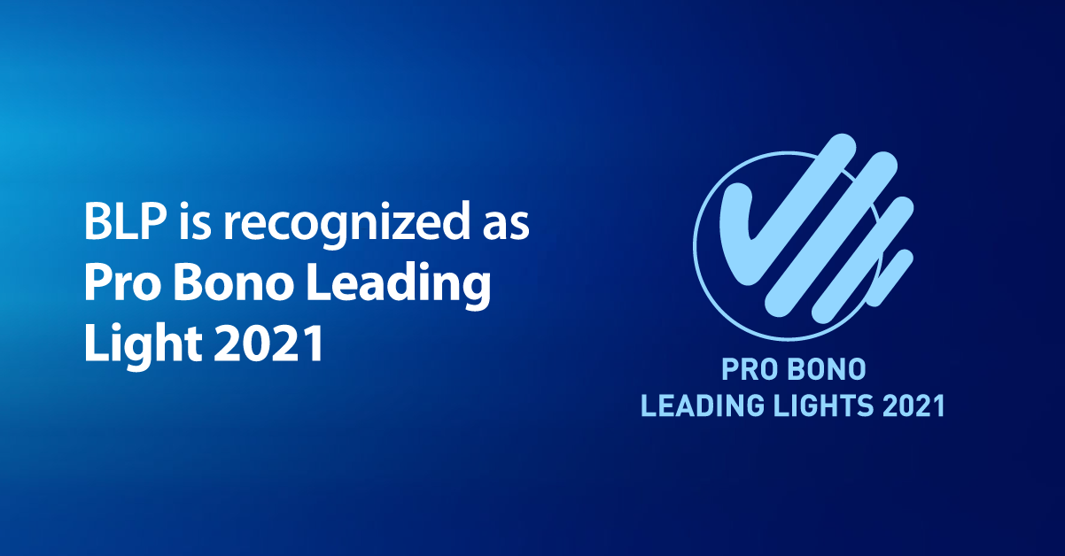 BLP is recognized as Pro Bono Leading Light 2021
