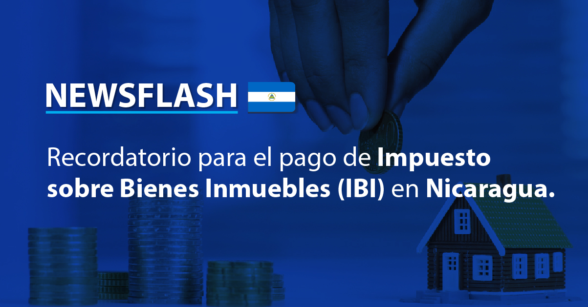 Recordatorio para el pago de Impuesto sobre Bienes Inmuebles (IBI) en Nicaragua