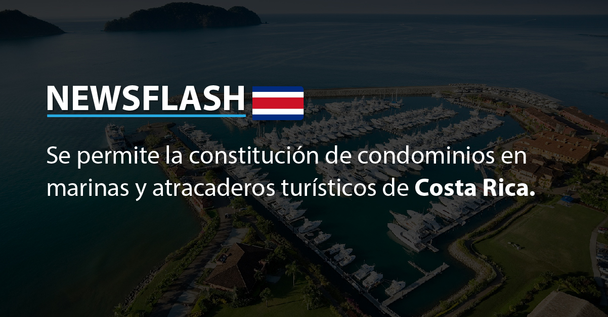 Se permite la constitución de condominios en marinas y atracaderos turísticos de Costa Rica