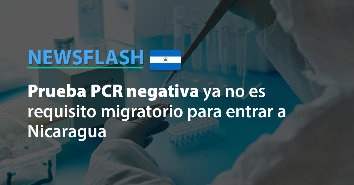 Prueba PCR negativa ya no es requisito migratorio para entrar a Nicaragua