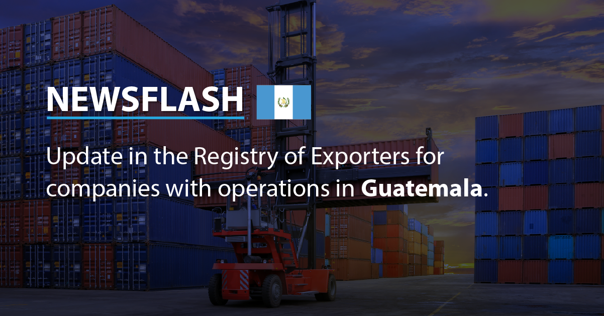 Update in the Registry of Exporters for companies with operations in Guatemala