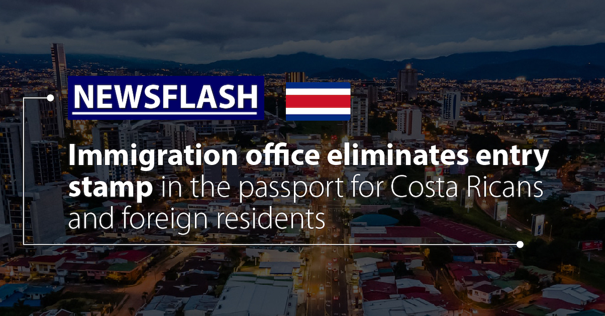 Immigration office eliminates the passport entry stamp for Costa Ricans and foreign residents